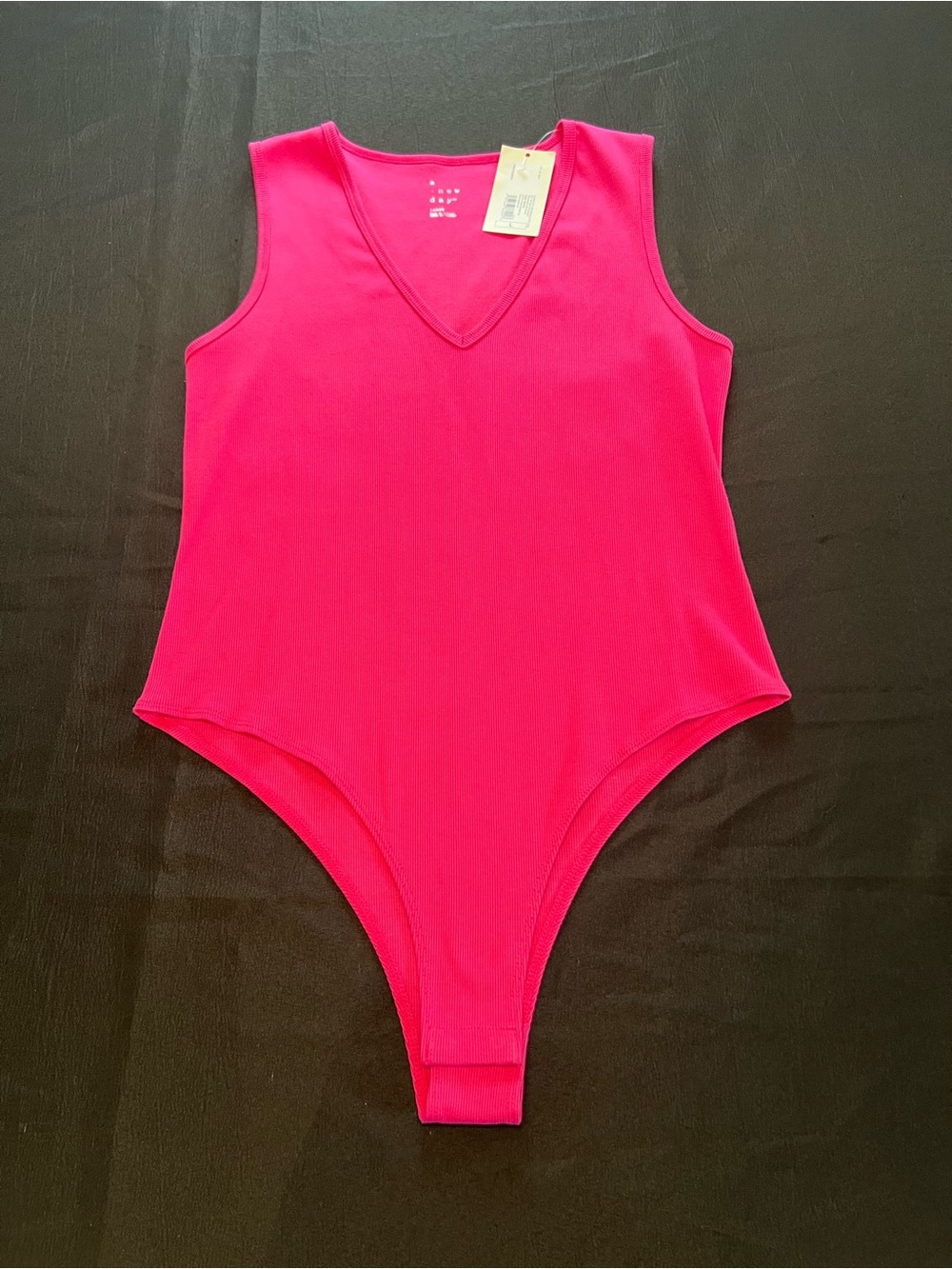 Target Brand A New Day Hot Pink V-Neck Sleeveless Pink One-Piece Bodysuit size L
